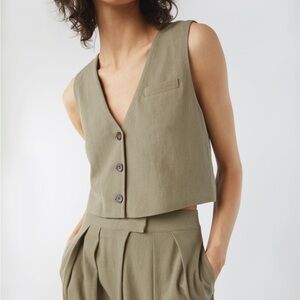 Oak+Fort Green LinenSuit Vest